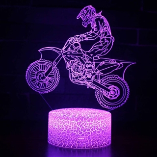 Motorcykelracing 3D-lampe med 16 lysfarver og fjernbetjening – Dæmpbar